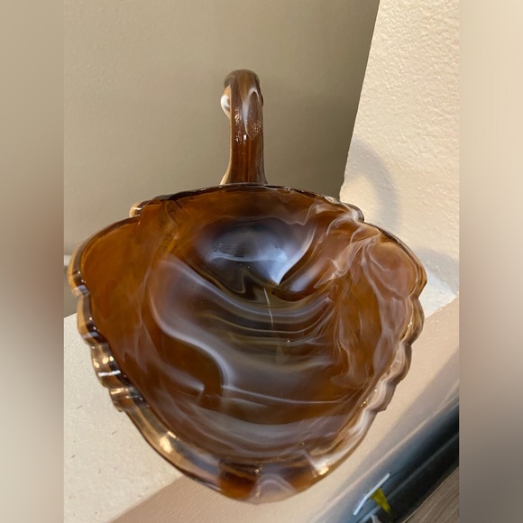 Vintage Imperial Glass Caramel Swirl Design Candy/ Trinket Dish. Swan. - Picture 4 of 6